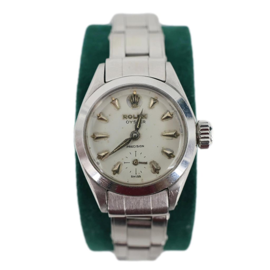 Rolex 1959 Womens Oyster Precision Stainless Steel Watch White Dial 22mm